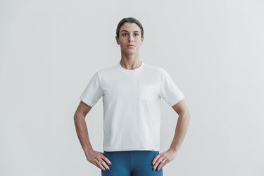 Nobull Heavyweight Pocket Boxy Women's T Shirts White | Australia (CQ2631)